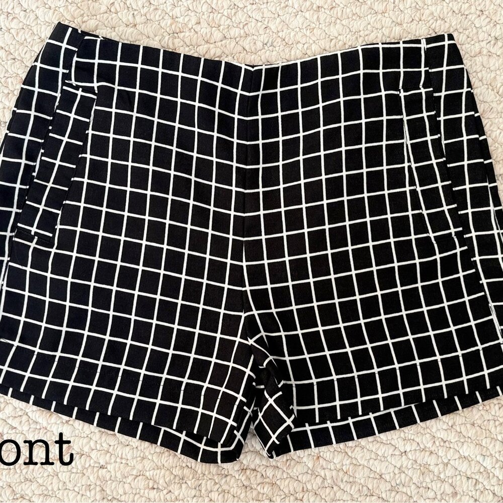 Sophie Rue Womens L Plaid Shorts Black White Back Zippers
